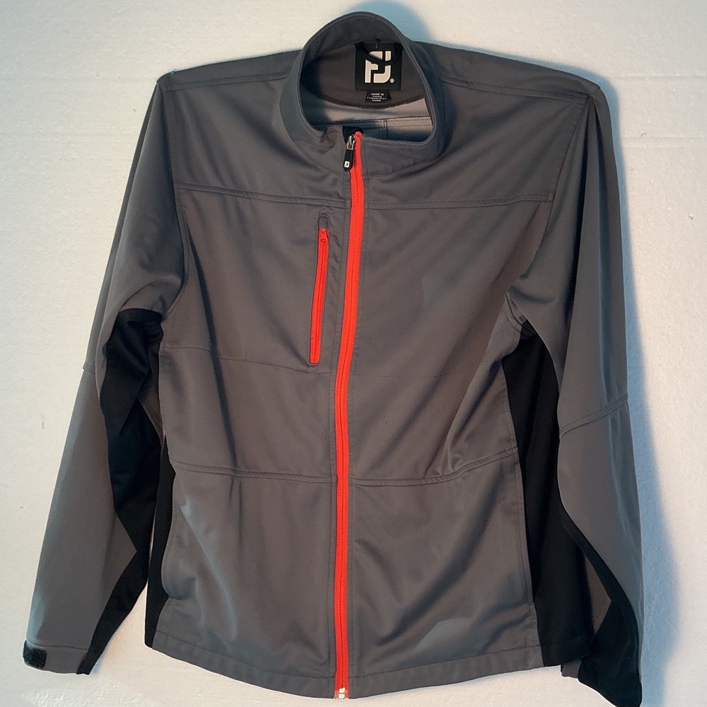 FootJoy‎ Mens Softshell Golf Jacket Gray Orange Full Zip Mock Neck Medium FJ